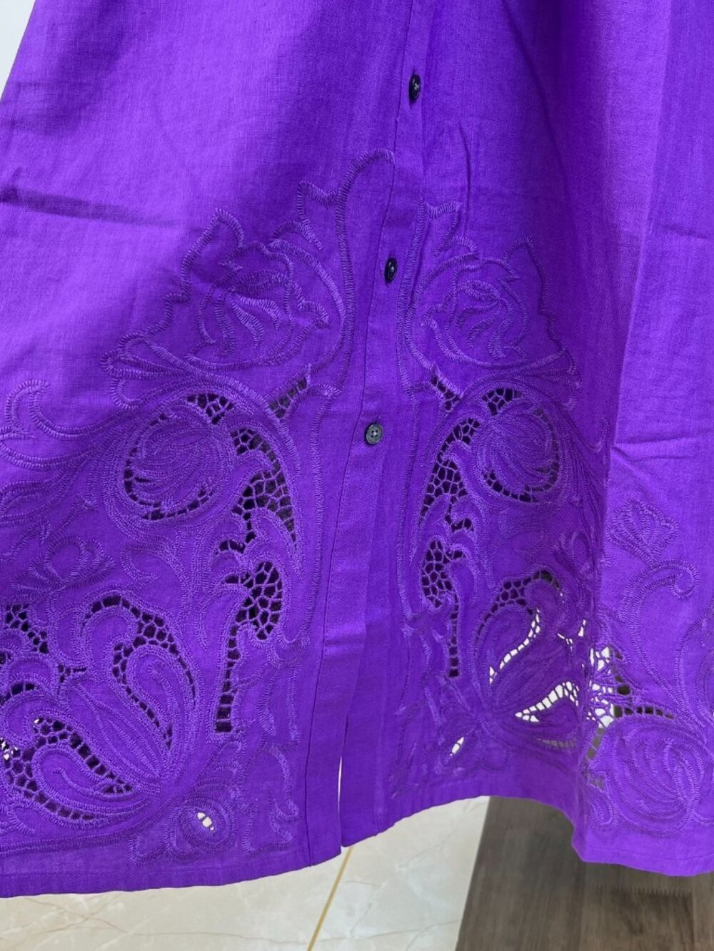 $398 NWOT Boden Mae Embroidered Linen Blend Long Sleeves Midi Dress Size 10 - Picture 12 of 16